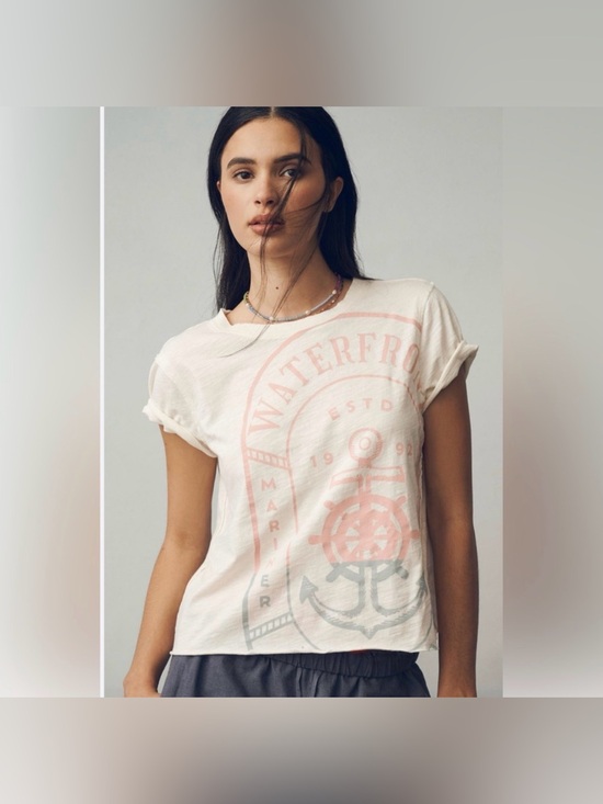 Anthropologie Tops - Maeve/Anthropologie
Waterfront Graphic Tee in Ivory
Size xxs